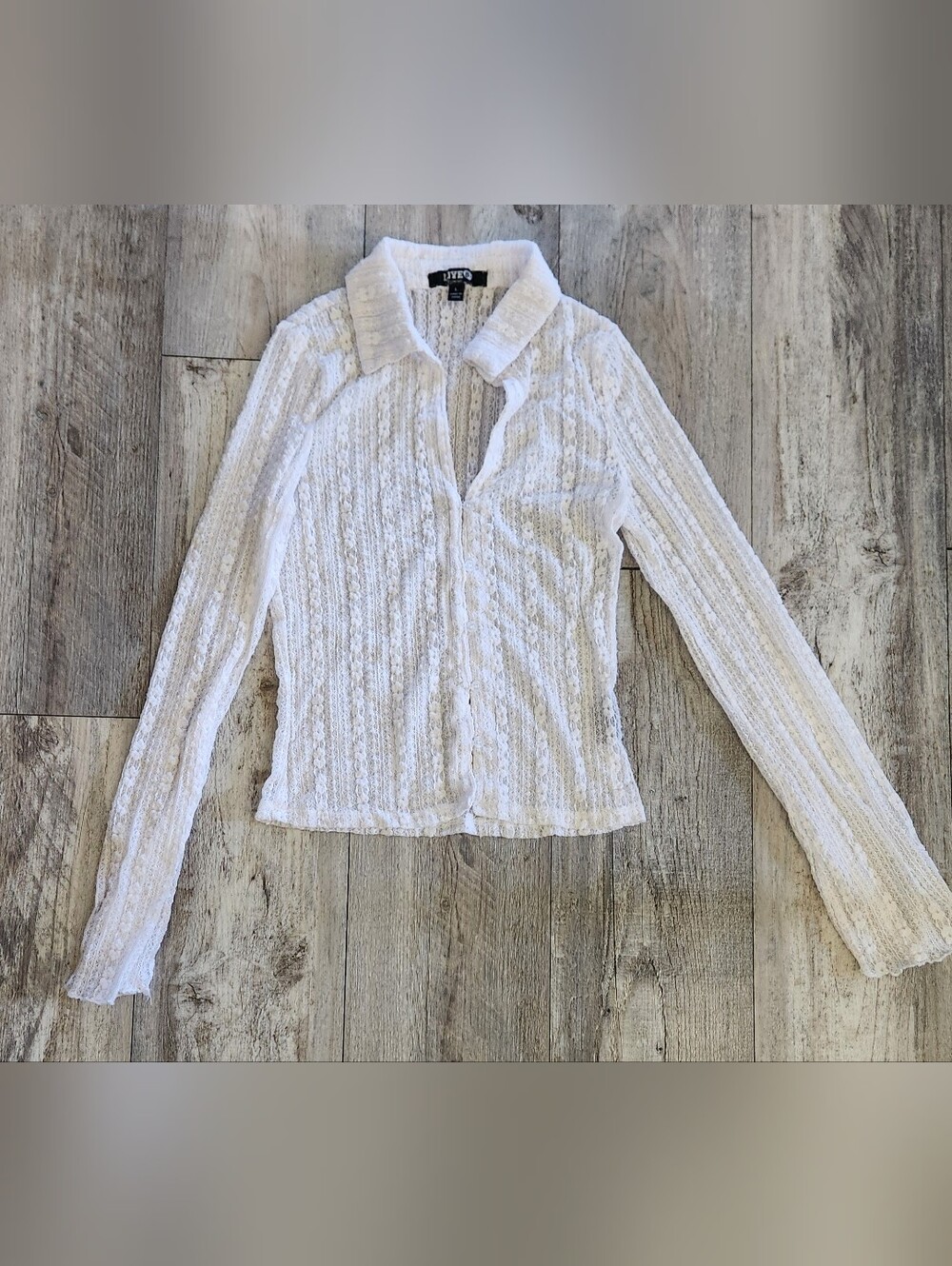 White Textured Button-Down Shirt